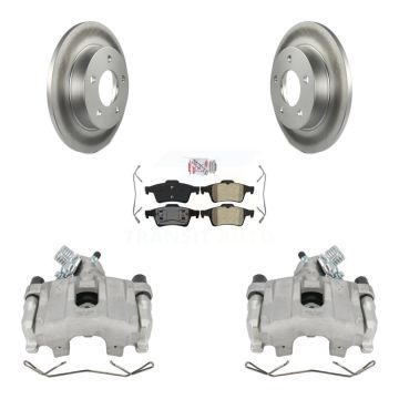 Rear Disc Brake Caliper Coat Rotors And Semi-Metallic Pad Kit For 2004-2005 Mazda 3 2.0L KCG-100795N