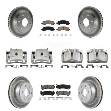 Front Rear Brake Caliper Coat Rotor Ceramic Pad Kit (10Pc) For GMC Yukon Chevrolet Tahoe KCG-100796C