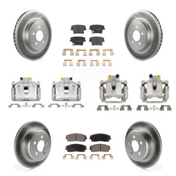 Front Rear Disc Brake Caliper Coat Rotors Semi-Metallic Pad Kit (10Pc) For Dodge Charger KCG-100797P
