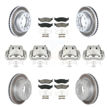 Front Rear Brake Caliper Coat Rotors & Semi-Metallic Pad Kit (10Pc) For Ford F-450 Super KCG-100797S