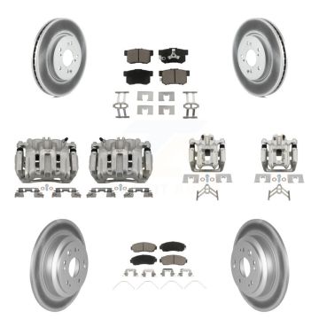 Front Rear Disc Brake Caliper Coat Rotors And Ceramic Pad Kit (10Pc) For Honda Crosstour KCG-100798C