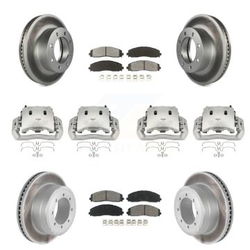 Front Rear Disc Brake Caliper Coated Rotors And Semi-Metallic Pads Kit (10Pc) For KCG-100798S