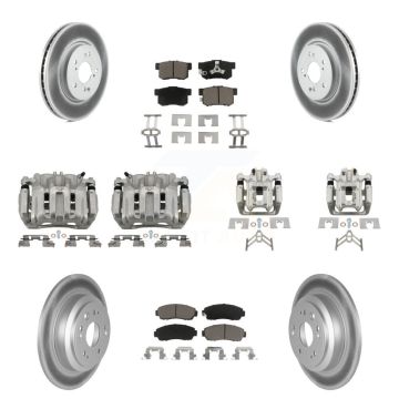 Front Rear Brake Caliper Coat Rotors Ceramic Pad Kit (10Pc) For 2012 Honda Crosstour FWD KCG-100799C