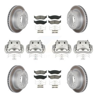 Front Rear Disc Brake Caliper Coated Rotors And Semi-Metallic Pads Kit (10Pc) For KCG-100799S