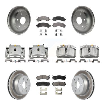 Front Rear Brake Caliper Coat Rotor Ceramic Pad Kit (10Pc) For GMC Yukon Chevrolet Tahoe KCG-100799T