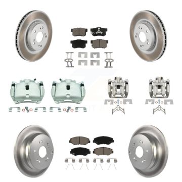 Front Rear Brake Caliper Coat Rotors Ceramic Pad Kit (10Pc) For 2012-2016 Honda CR-V FWD KCG-100800C