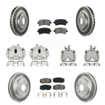 Front Rear Disc Brake Caliper Coat Rotor Semi-Metallic Pad Kit (10Pc) For Buick LaCrosse KCG-100801S