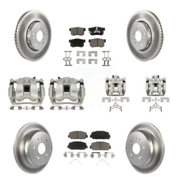 Front Rear Disc Brake Caliper Coat Rotors Ceramic Pad Kit (10Pc) For 2016-2018 Acura RDX KCG-100802C