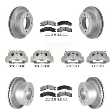 Front Rear Disc Brake Caliper Coat Rotor & Ceramic Pad Kit (10Pc) For GMC Sierra 3500 HD KCG-100802T