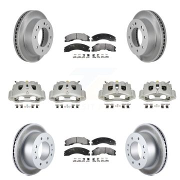 Front Rear Brake Caliper Coat Rotor Ceramic Pad Kit (10Pc) For GMC Chevrolet Sierra 2500 KCG-100803T