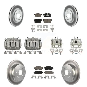 Front Rear Disc Brake Caliper Coat Rotor Ceramic Pad Kit (10Pc) For Honda CR-V Acura RDX KCG-100804C