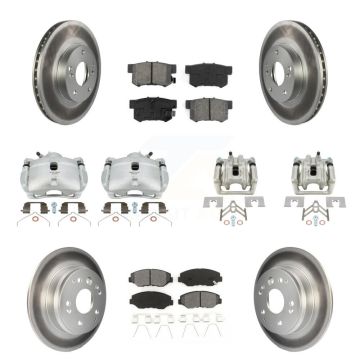 Front Rear Brake Caliper Coat Rotor Semi-Metallic Pad Kit (10Pc) For 03-11 Honda Element KCG-100805S