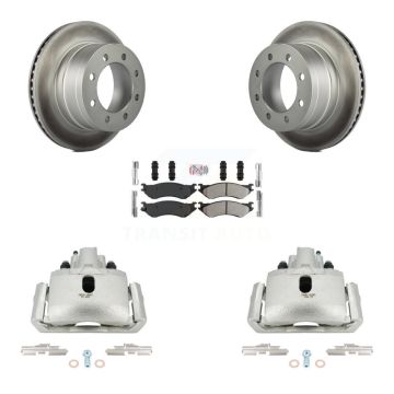 Rear Brake Caliper Coat Rotor Semi-Metallic Pad Kit For Dodge Ram 1500 With 8 Lug Wheels KCG-100806N