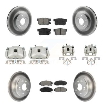 Front Rear Disc Brake Caliper Coated Rotor And Semi-Metallic Pad Kit (10Pc) For Acura TL KCG-100806S