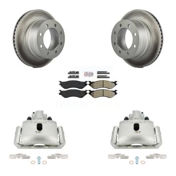 Rear Brake Caliper Coat Rotor Semi-Metallic Pad Kit For Dodge Ram 1500 With 8 Lug Wheels KCG-100807N