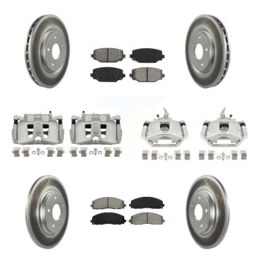 Front Rear Brake Caliper Coat Rotor Semi-Metallic Pad Kit (10Pc) For 14-20 Dodge Journey KCG-100807S