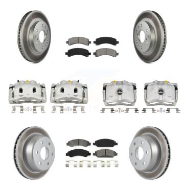 Front Rear Brake Caliper Coat Rotor & Semi-Metallic Pad Kit (10Pc) For Chevrolet Express KCG-100808S