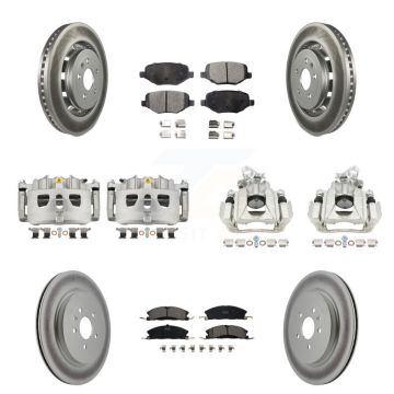 Front Rear Disc Brake Caliper Coat Rotor And Ceramic Pad Kit (10Pc) For 2016 Lincoln MKS KCG-100808T
