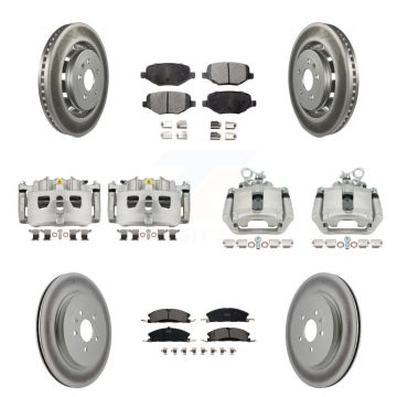 Front Rear Brake Caliper Coat Rotors Ceramic Pad Kit (10Pc) For Ford Explorer Police MKS KCG-100809T