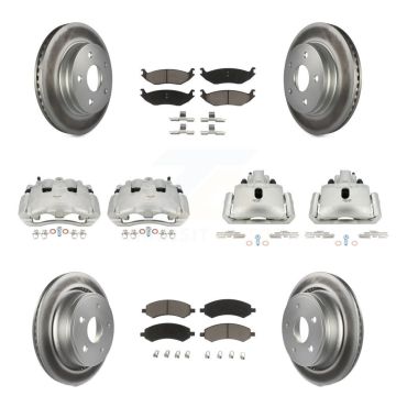 Front Rear Disc Brake Caliper Coated Rotor And Ceramic Pad Kit (10Pc) For Dodge Ram 1500 KCG-100810C