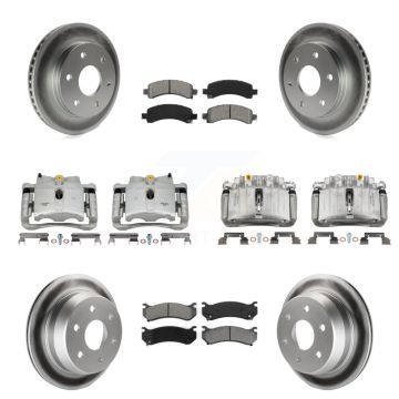 Front Rear Disc Brake Caliper Coated Rotors And Semi-Metallic Pads Kit (10Pc) For KCG-100811S