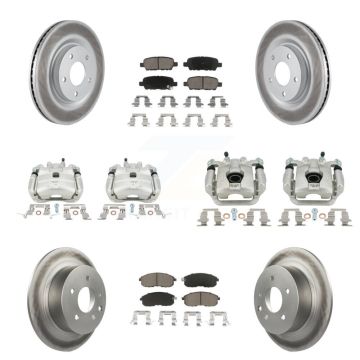 Front Rear Disc Brake Caliper Coat Rotor & Ceramic Pad Kit (10Pc) For Nissan Sentra Juke KCG-100812C