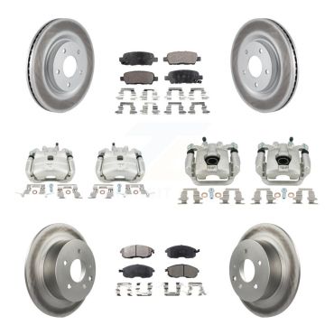 Front Rear Disc Brake Caliper Coat Rotor & Ceramic Pad Kit (10Pc) For Nissan Sentra Juke KCG-100812T