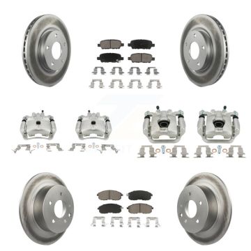 Front Rear Disc Brake Caliper Coated Rotors And Ceramic Pad Kit (10Pc) For Nissan Sentra KCG-100813C