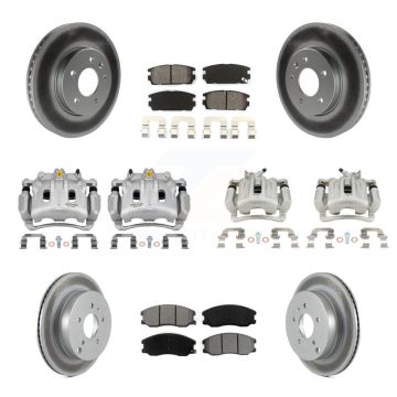 Front Rear Brake Caliper Coat Rotor & Semi-Metallic Pad Kit (10Pc) For Chevrolet Equinox KCG-100813S