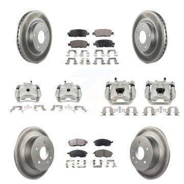Front Rear Disc Brake Caliper Coated Rotors And Ceramic Pad Kit (10Pc) For Nissan Sentra KCG-100813T
