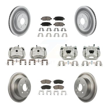 Front Rear Disc Brake Caliper Coated Rotors And Ceramic Pad Kit (10Pc) For Nissan Sentra KCG-100814C