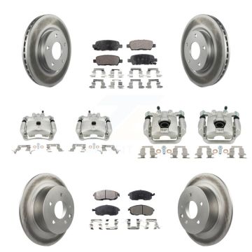 Front Rear Disc Brake Caliper Coat Rotors Semi-Metallic Pad Kit (10Pc) For Nissan Sentra KCG-100814P