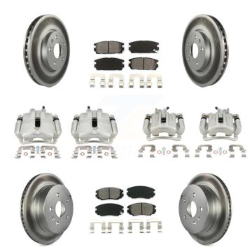 Front Rear Brake Caliper Coat Rotor & Semi-Metallic Pad Kit (10Pc) For Chevrolet Equinox KCG-100814S