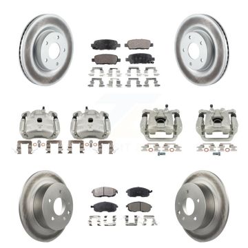 Front Rear Disc Brake Caliper Coat Rotors Semi-Metallic Pad Kit (10Pc) For Nissan Altima KCG-100815P