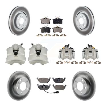 Front Rear Brake Caliper Coat Rotor And Ceramic Pad Kit (10Pc) For Volkswagen Golf Jetta KCG-100815T