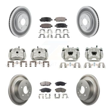 Front Rear Disc Brake Caliper Coat Rotors Semi-Metallic Pad Kit (10Pc) For Nissan Sentra KCG-100816P