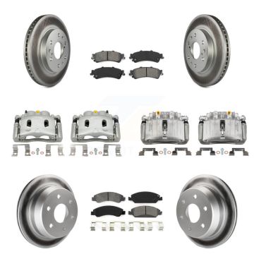 Front Rear Disc Brake Caliper Coated Rotors And Semi-Metallic Pads Kit (10Pc) For KCG-100817S