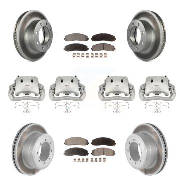 Front Rear Disc Brake Caliper Coated Rotors And Semi-Metallic Pads Kit (10Pc) For KCG-100818P