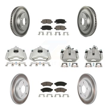 Front Rear Brake Caliper Coat Rotors & Ceramic Pad Kit (10Pc) For Buick LaCrosse Pontiac KCG-100819C