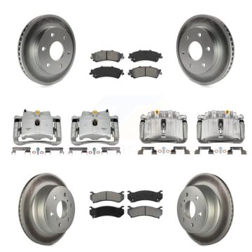 Front Rear Disc Brake Caliper Coated Rotors And Semi-Metallic Pads Kit (10Pc) For KCG-100819S