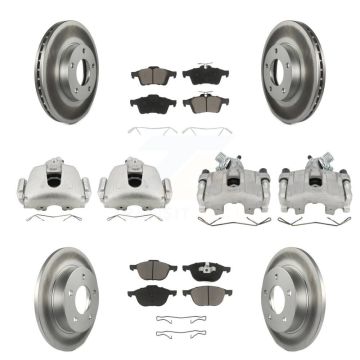 Front Rear Disc Brake Caliper Coated Rotors And Ceramic Pad Kit (10Pc) For Mazda 3 Sport KCG-100820C
