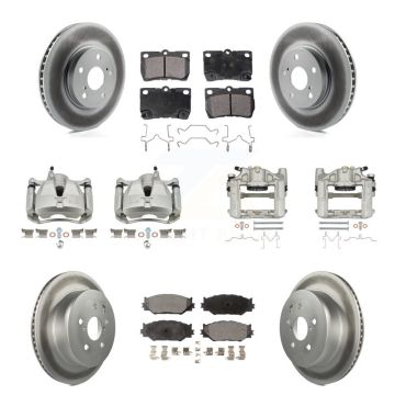 Front Rear Brake Caliper Coat Rotor Semi-Metallic Pad Kit (10Pc) For 10-13 Lexus IS250 C KCG-100820P