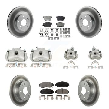 Front Rear Brake Caliper Coat Rotors Semi-Metallic Pad Kit (10Pc) For Honda Accord Acura KCG-100822P