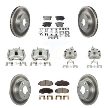 Front Rear Disc Brake Caliper Coat Rotor & Semi-Metallic Pad Kit (10Pc) For Honda Accord KCG-100823P