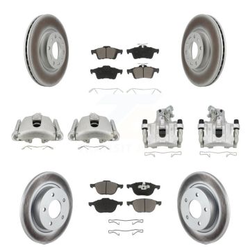 Front Rear Disc Brake Caliper Coated Rotors And Ceramic Pad Kit (10Pc) For Mazda 3 Sport KCG-100824C