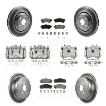 Front Rear Disc Brake Caliper Coat Rotor & Ceramic Pad Kit (10Pc) For Lexus RX350 RX450h KCG-100825C
