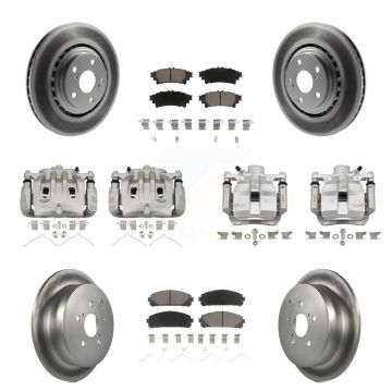 Front Rear Disc Brake Caliper Coat Rotor & Ceramic Pad Kit (10Pc) For Lexus RX350 RX450h KCG-100826C