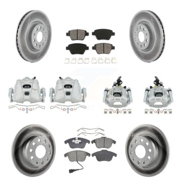 Front Rear Brake Caliper Coat Rotor & Semi-Metallic Pad Kit (10Pc) For Volkswagen Passat KCG-100826S