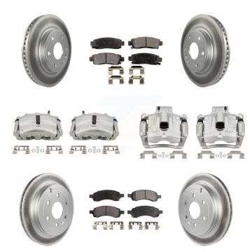 Front Rear Brake Caliper Coat Rotors Ceramic Pad Kit (10Pc) For GMC Acadia Buick Enclave KCG-100826T