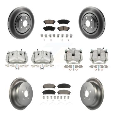 Front Rear Brake Caliper Coat Rotors Ceramic Pad Kit (10Pc) For Toyota Sienna Highlander KCG-100827C